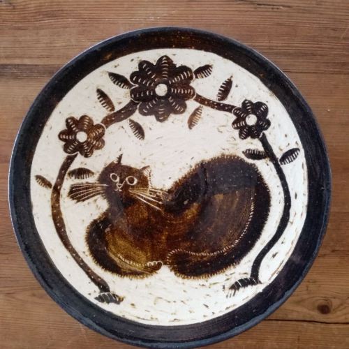 コンガリ舎　猫彫絵皿 　みどりのゆび5（直径18cm）