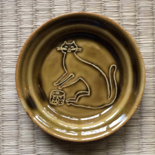 トラネコボンボン ラウンド豆皿(ネコ・マスタード)