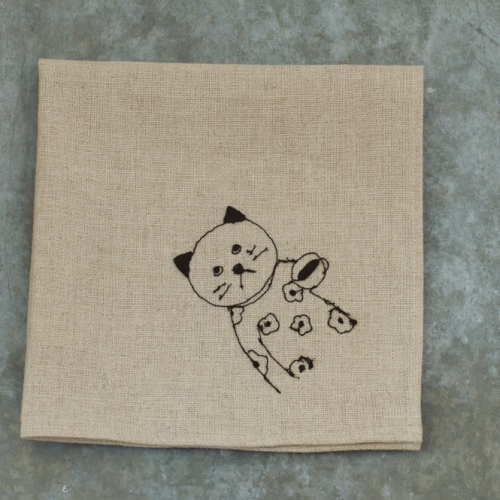 リネンの刺繍お弁当包み (hana)