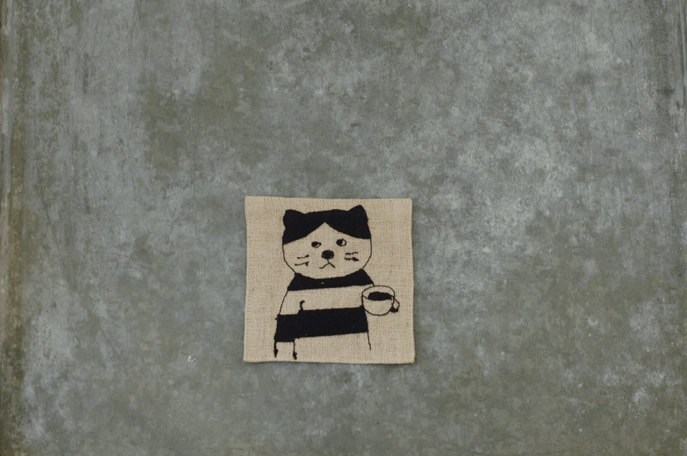 菅原しおん リネンの刺繍コースター (shima) | 猫本専門書店 書肆 吾輩堂