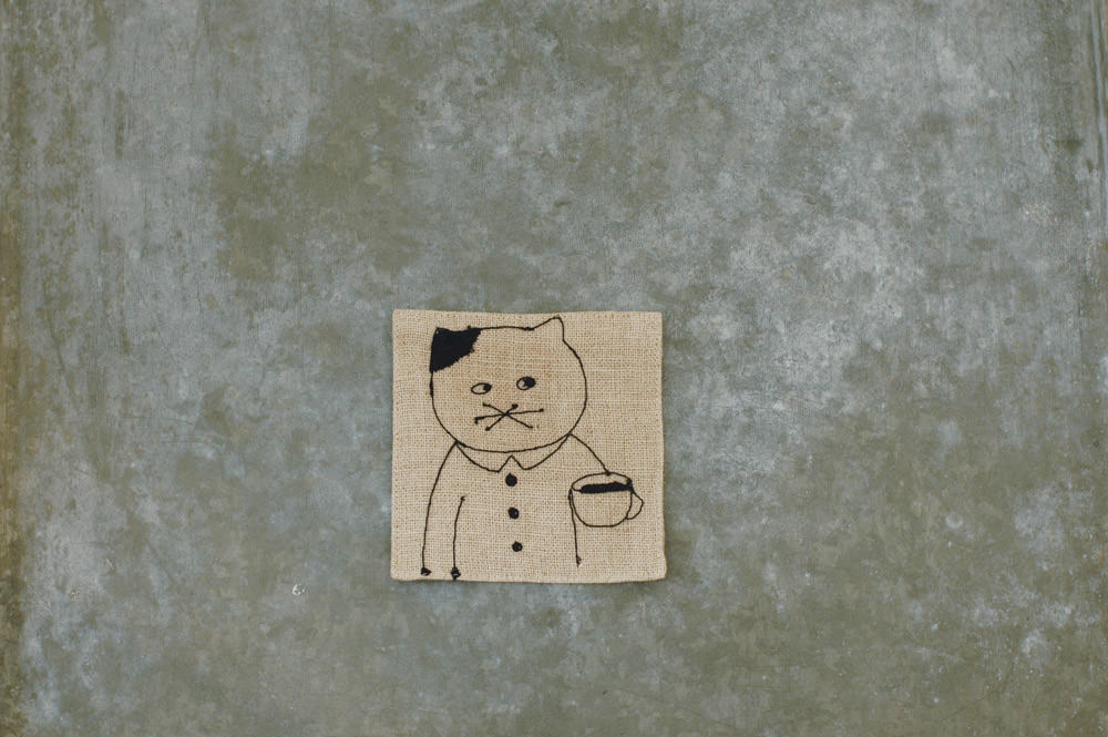 菅原しおん リネンの刺繍コースター (kome) | 猫本専門書店 書肆 吾輩堂