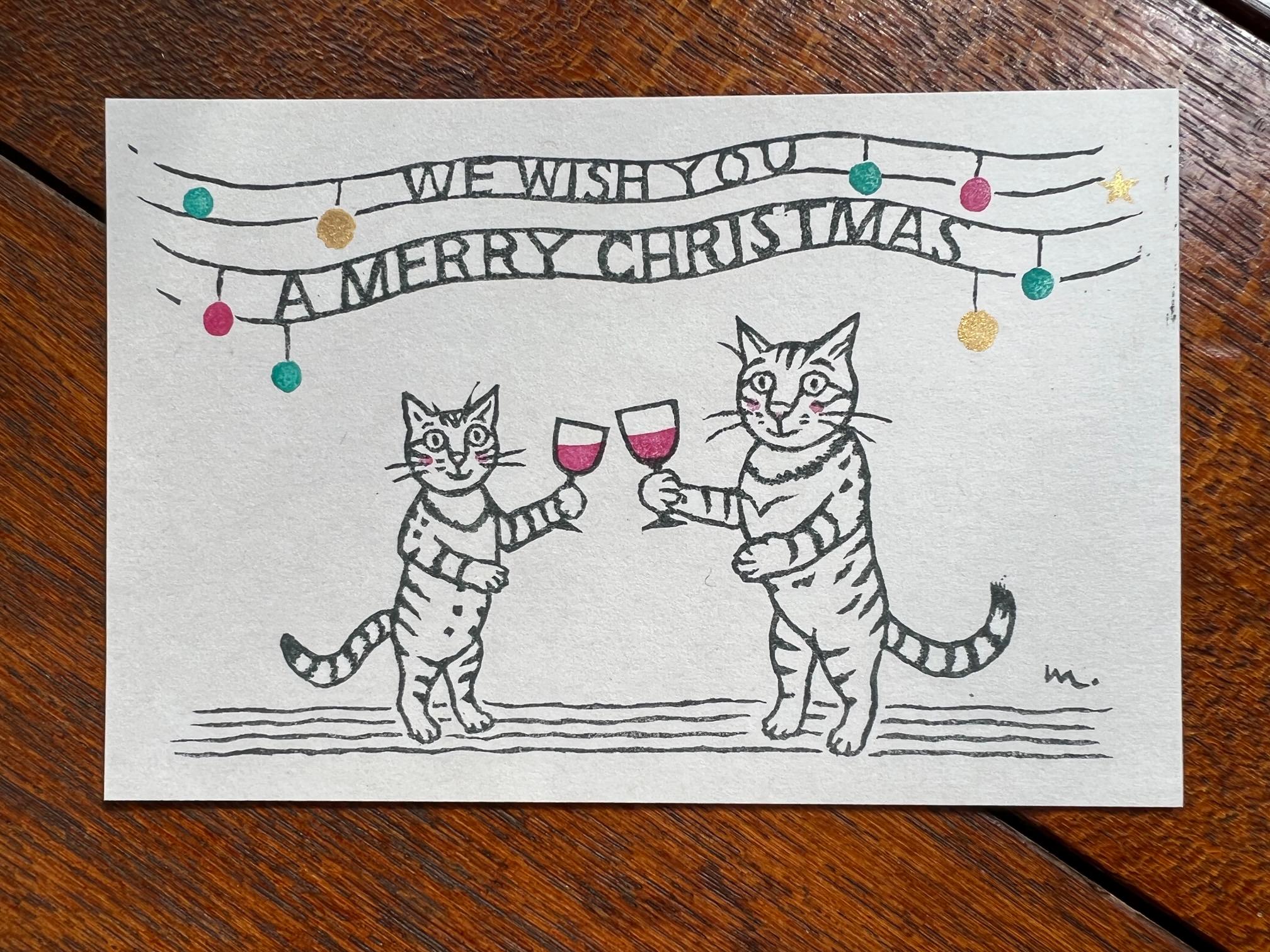 サンタネコ油絵