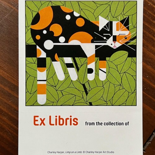 STRAND蔵書票　Ex Libris by Charley Harper「木の上の三毛猫」