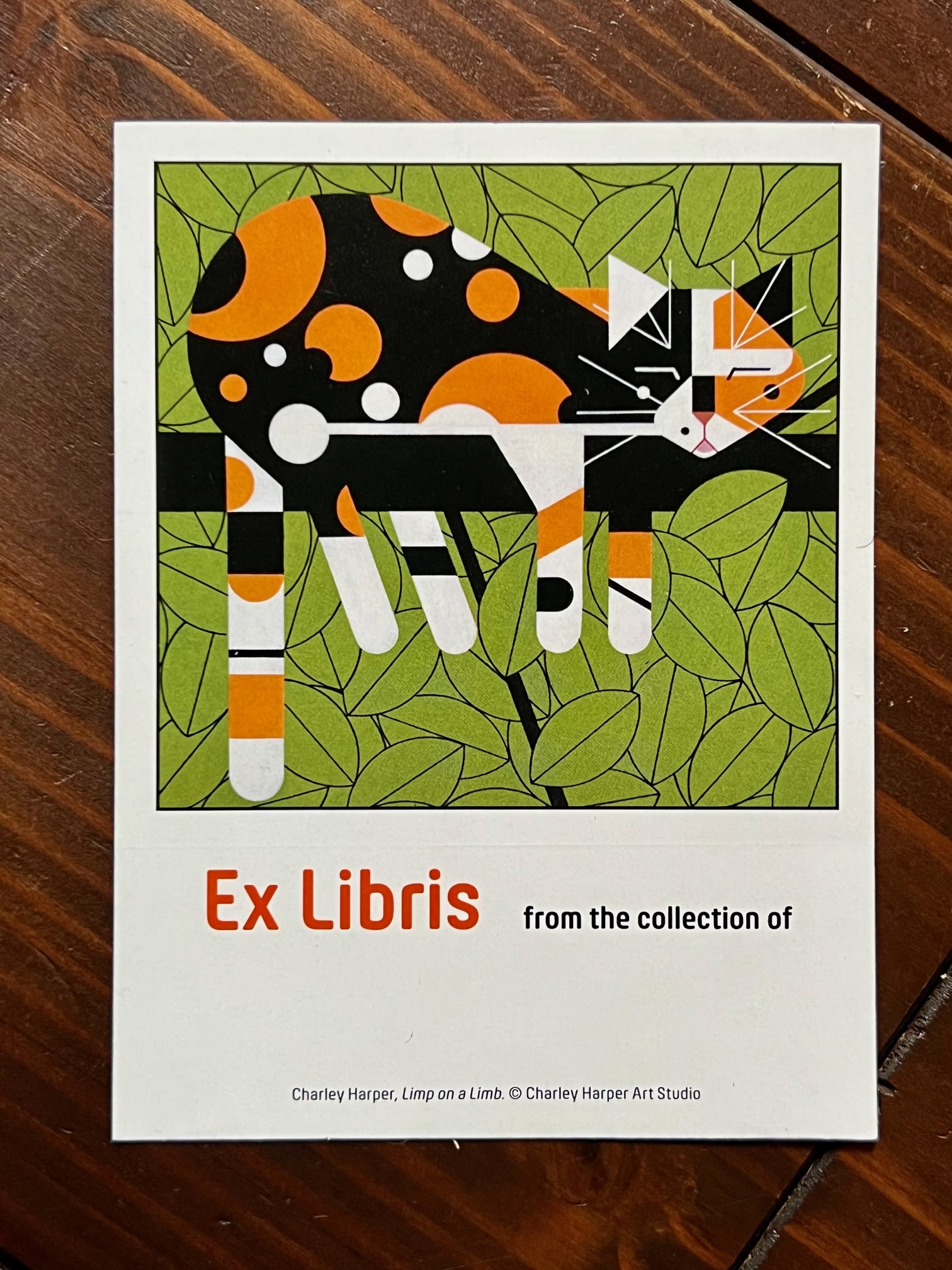 STRAND蔵書票 Ex Libris by Charley Harper「木の上の三毛猫」 | 猫本