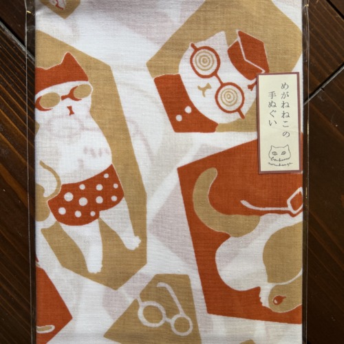 bonhanco新色手ぬぐい「めがねねこ」