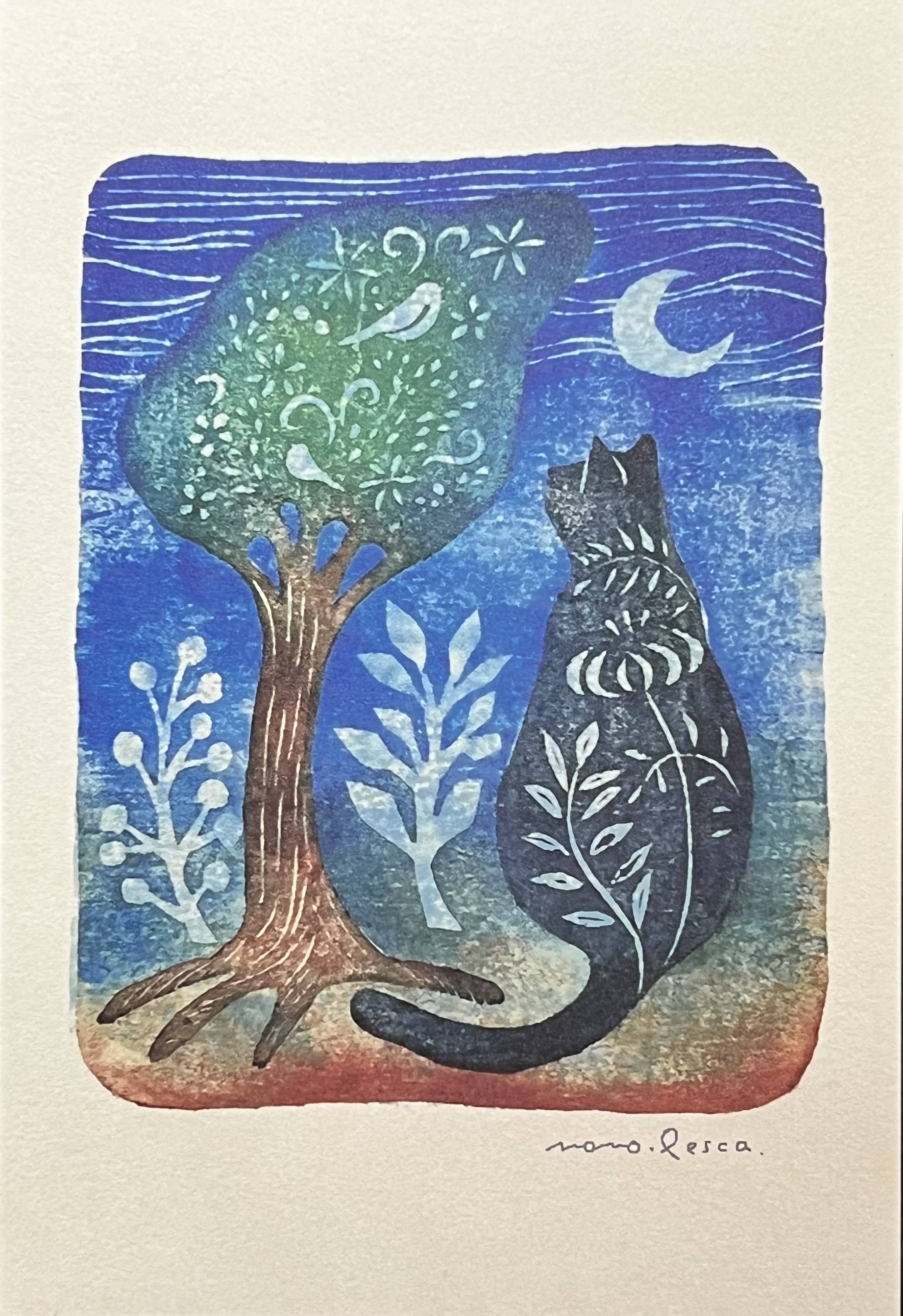 猫野ぺすか 新作ポストカード「月夜野猫」 | 猫本専門書店 書肆 吾輩堂
