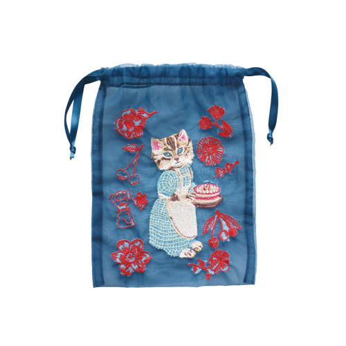 Nathalie Lete Organdy Drawstring pouch Blue eye