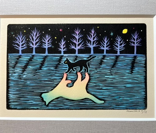 片岡まみこ「LEMON MOON」（額入版画・受注作品）