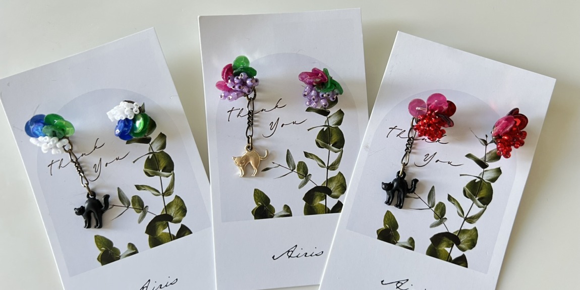 ビーズ猫ピアス新作