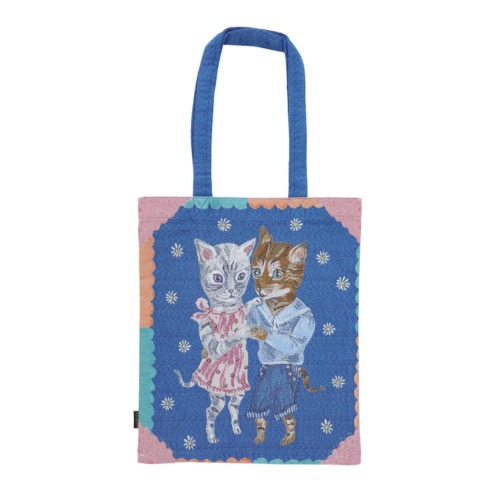Nathalie Lete Rectangle tote bag Dance cats　ナタリー・レテ　ゴブラン織りバッグ
