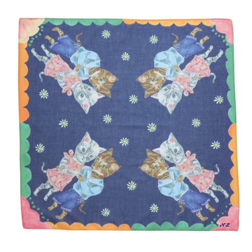 Nathalie Lete Handkerchief Blue cat　ナタリー・レテ　ハンカチ（2種類）